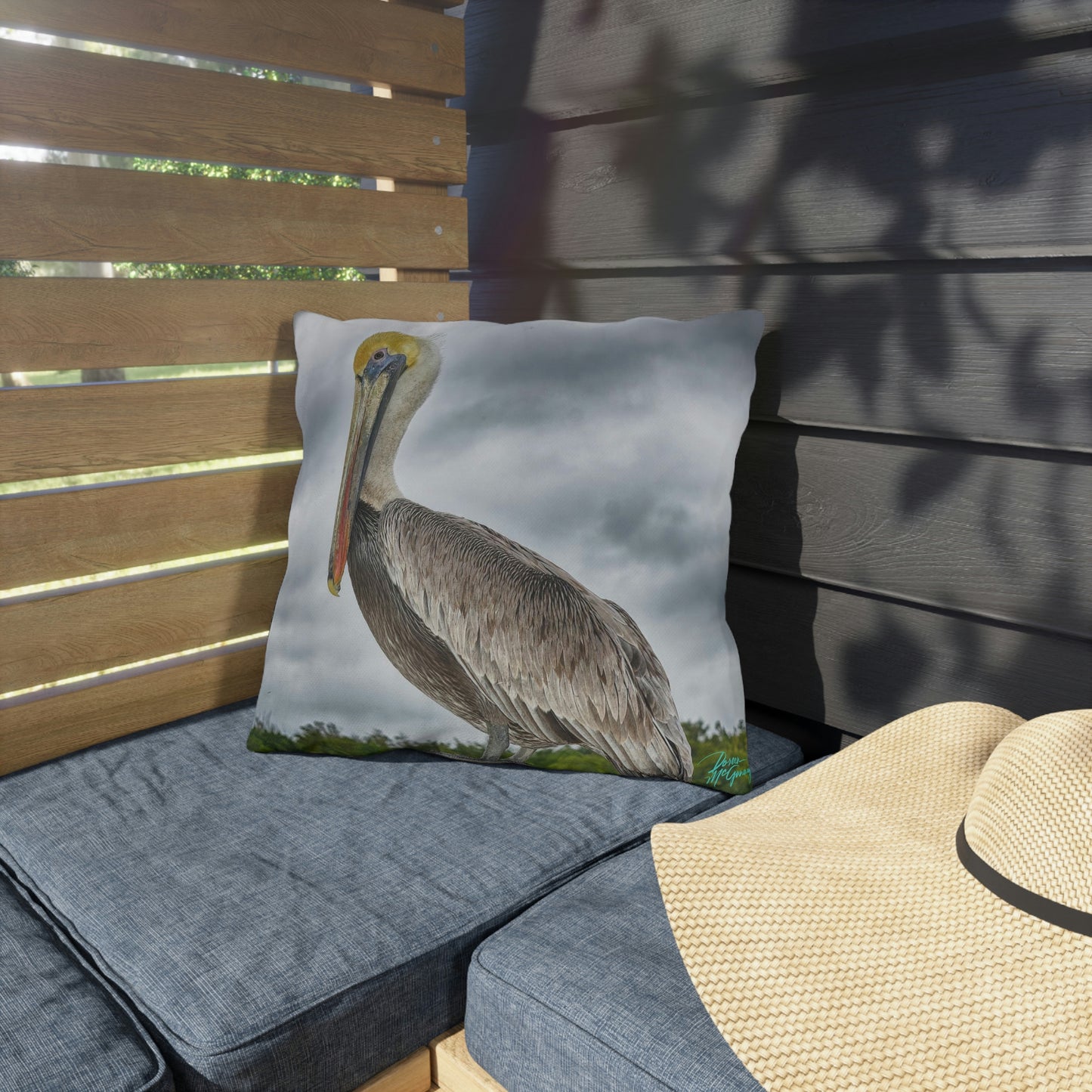 Pelican Bird Artistic Outdoor Accent Pillow