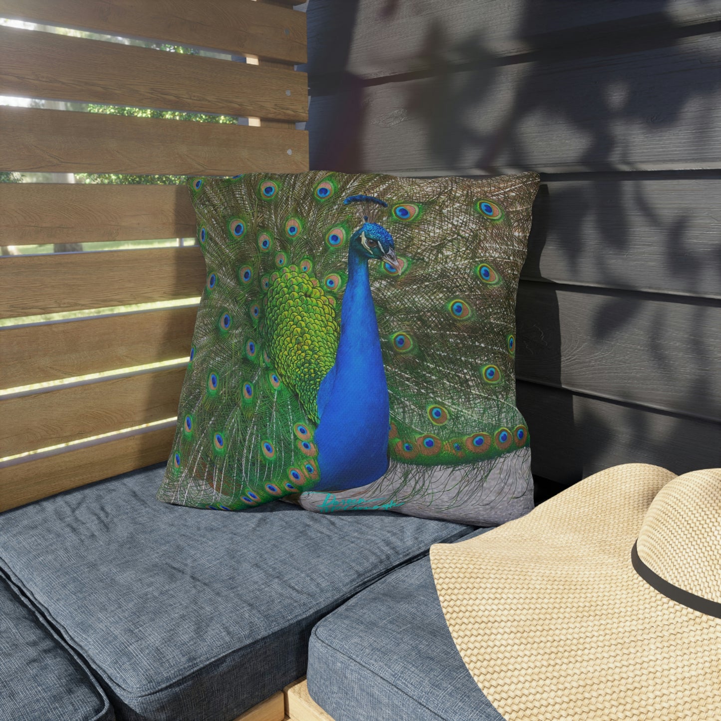 Artistic Outdoor Accent Pillows Peacock Bird