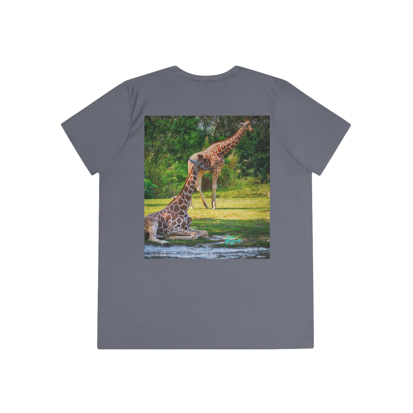 Womens Fitted Tee Shirts Pair of Giraffes 08, Performance shirt