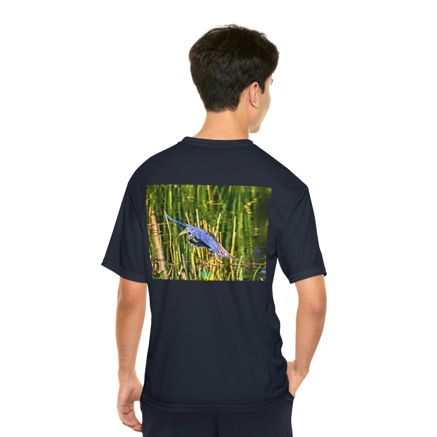 Mens t shirts Tri Color Heron in Flight, performance shirt