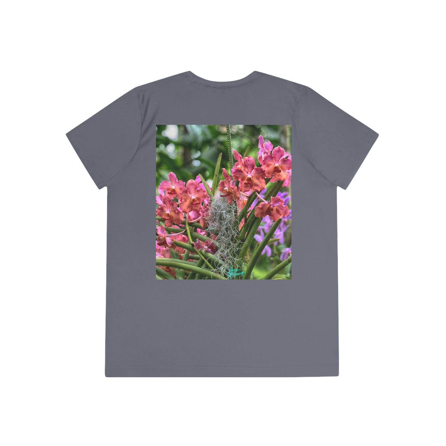 Womens Fitted Tee Shirts Pink Vanda Orchid, Performance shirt