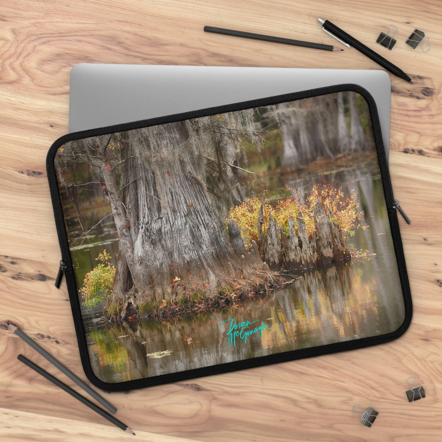 Caddo Lake Cypress Tree with flowers Laptop Sleeve