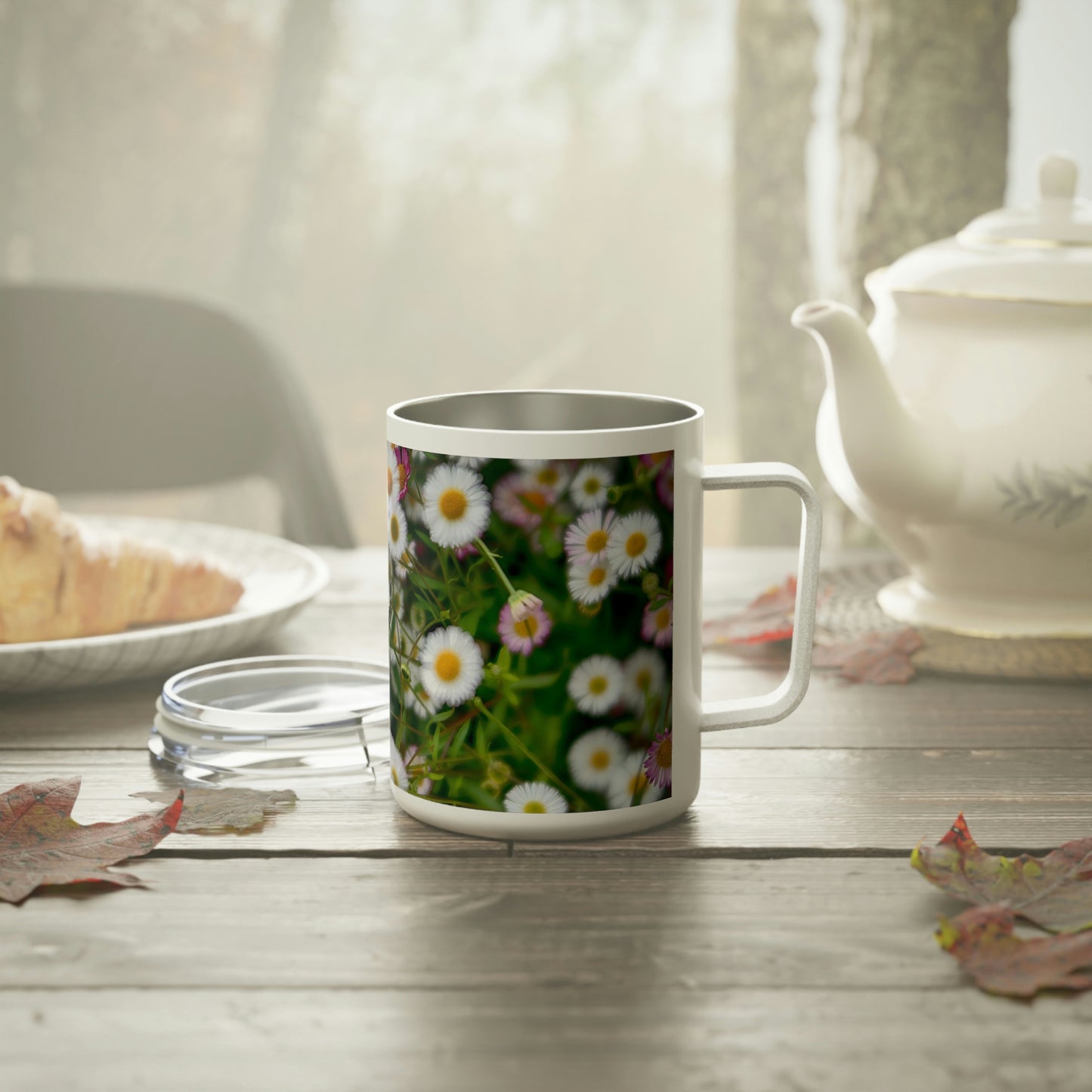 Eco friendly, Wild Daisies,10 oz Insulated travel Mug