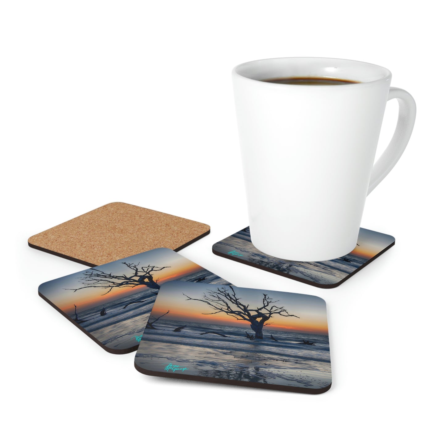 Sunrise on Jekyll Island Cork Coaster Set