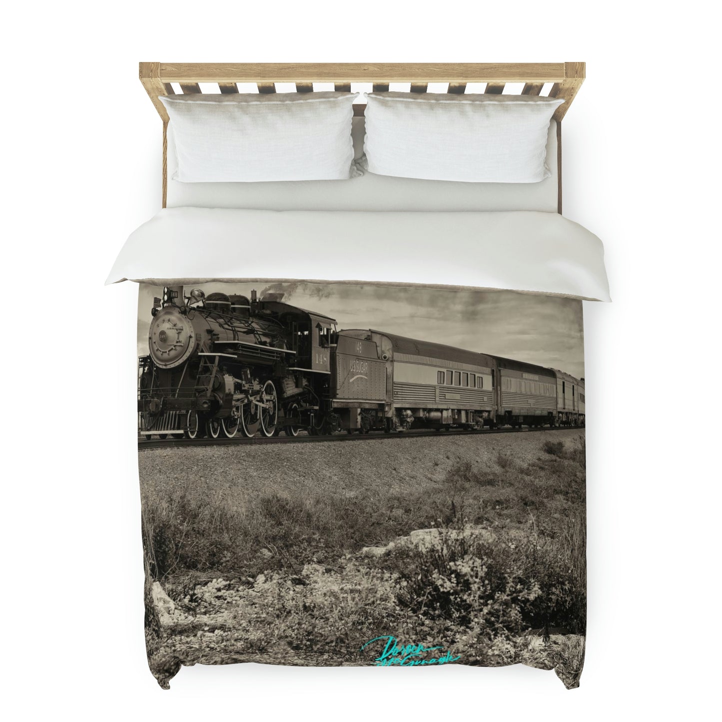 Sugar Express Train Steam Engine 148 Duvet Cover