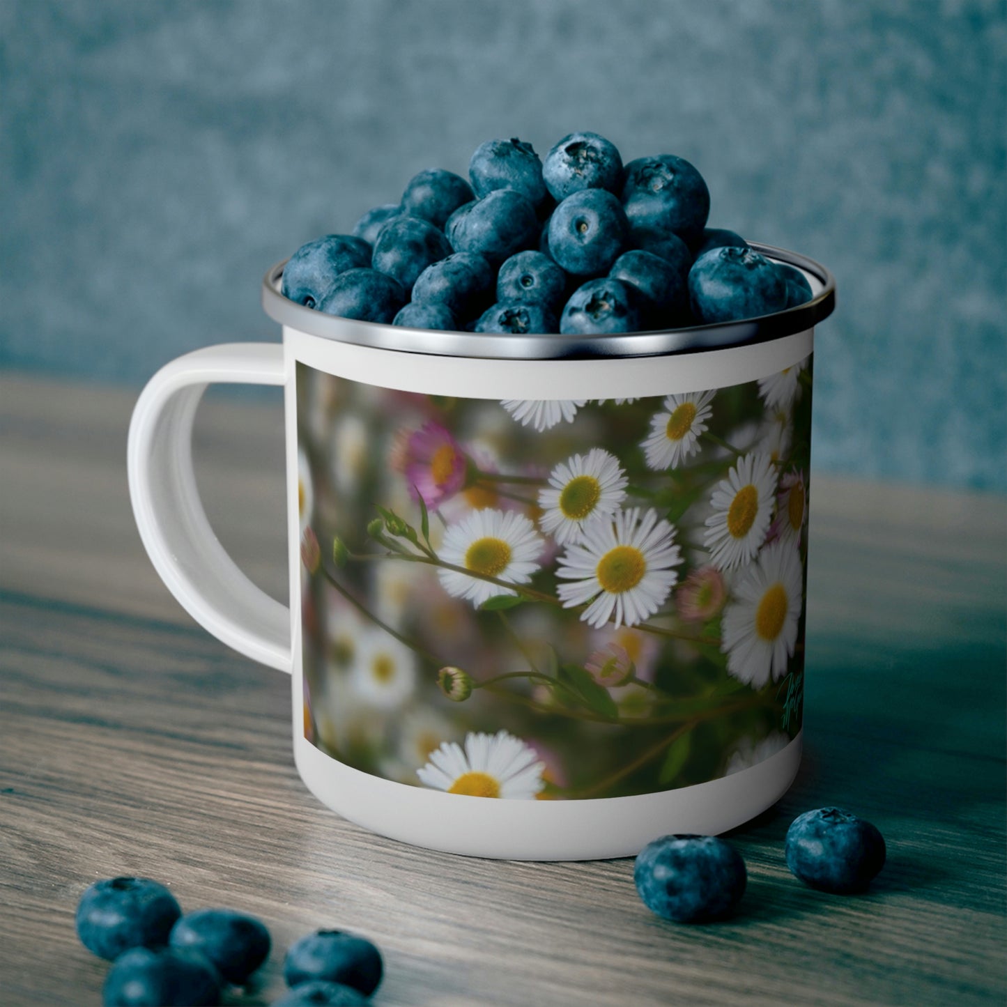 Enamel Camping Mug, Wild Daisies