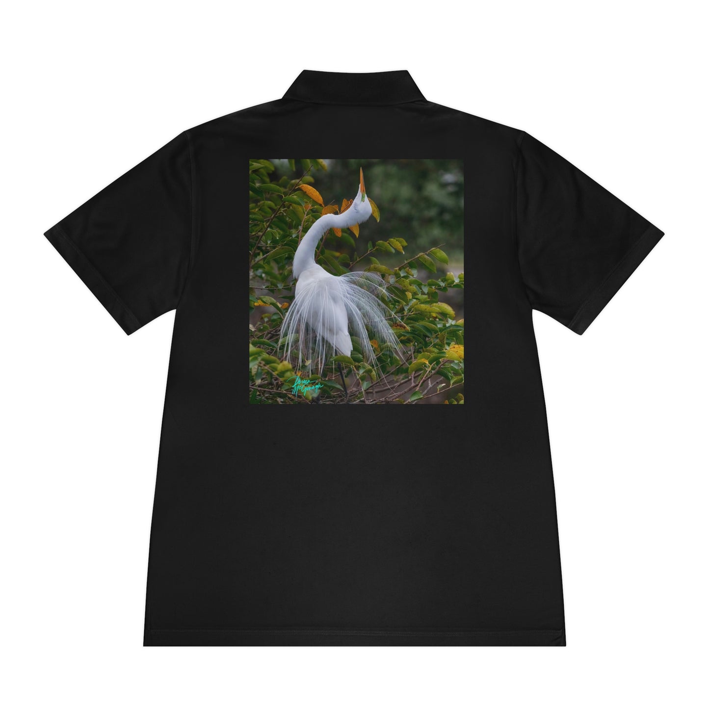 Mens polo shirts Great White Heron Breeding Plumage, performance shirt, plus sizes