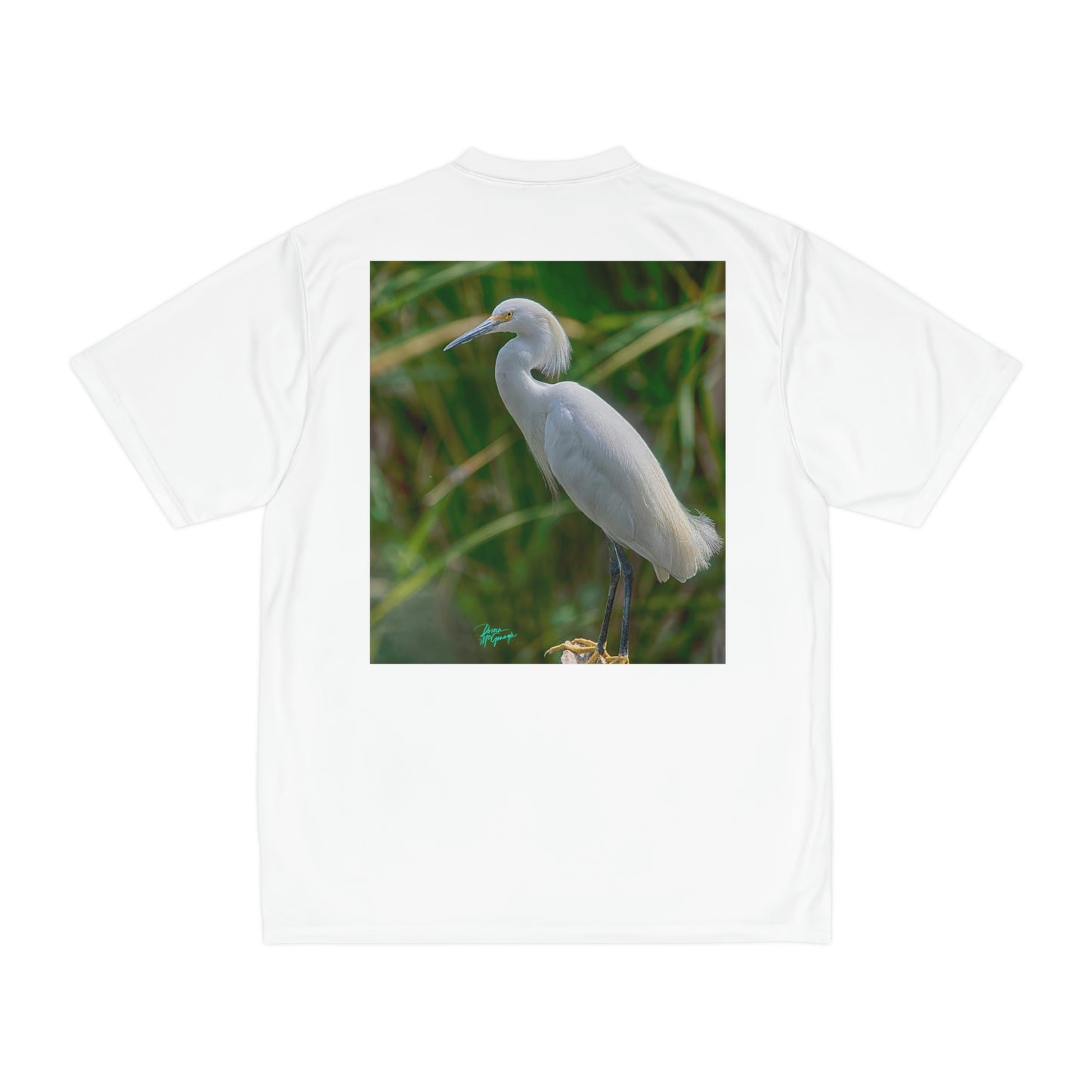 Mens t shirts Snowy White Egret, performance shirt