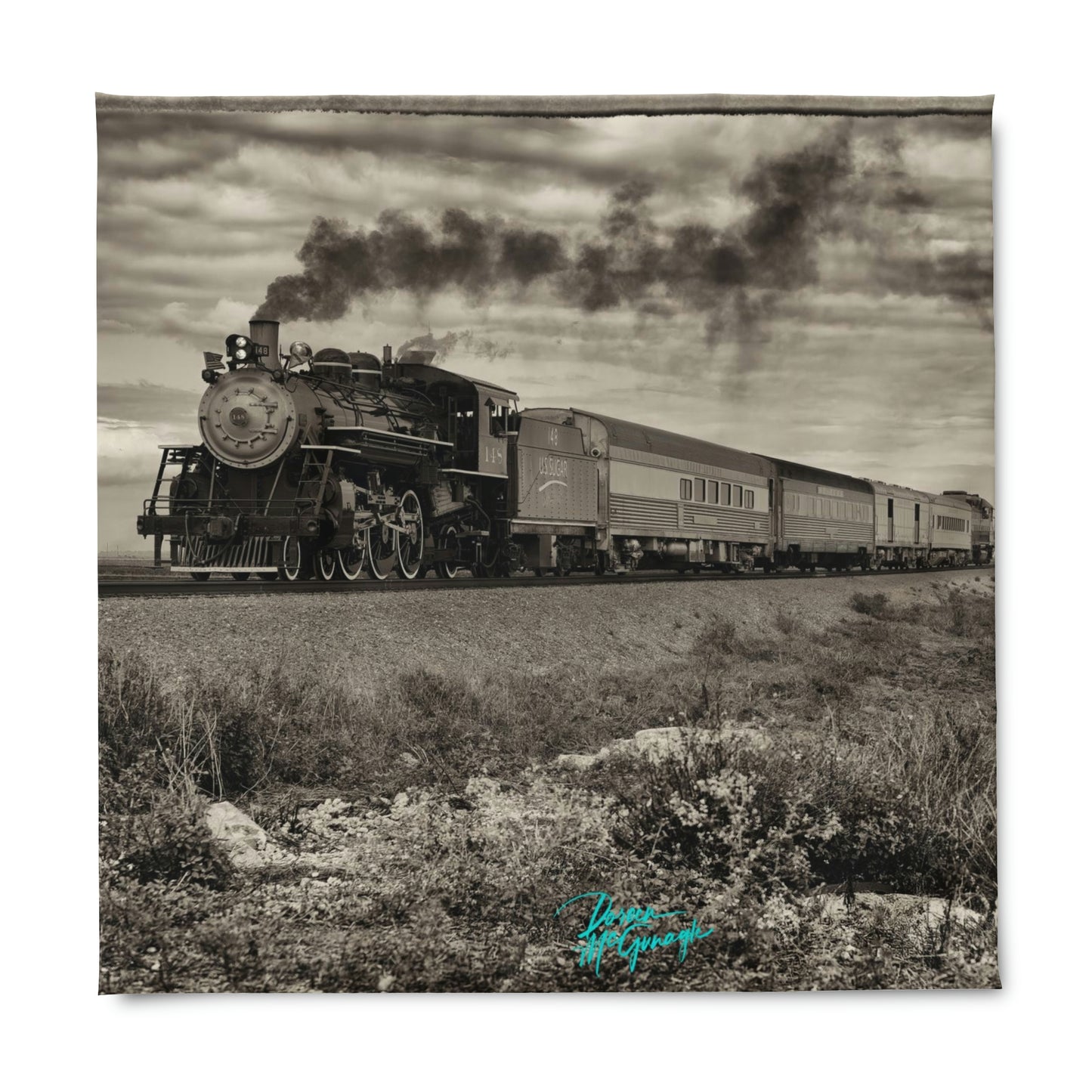 Sugar Express Train Steam Engine 148 Duvet Cover