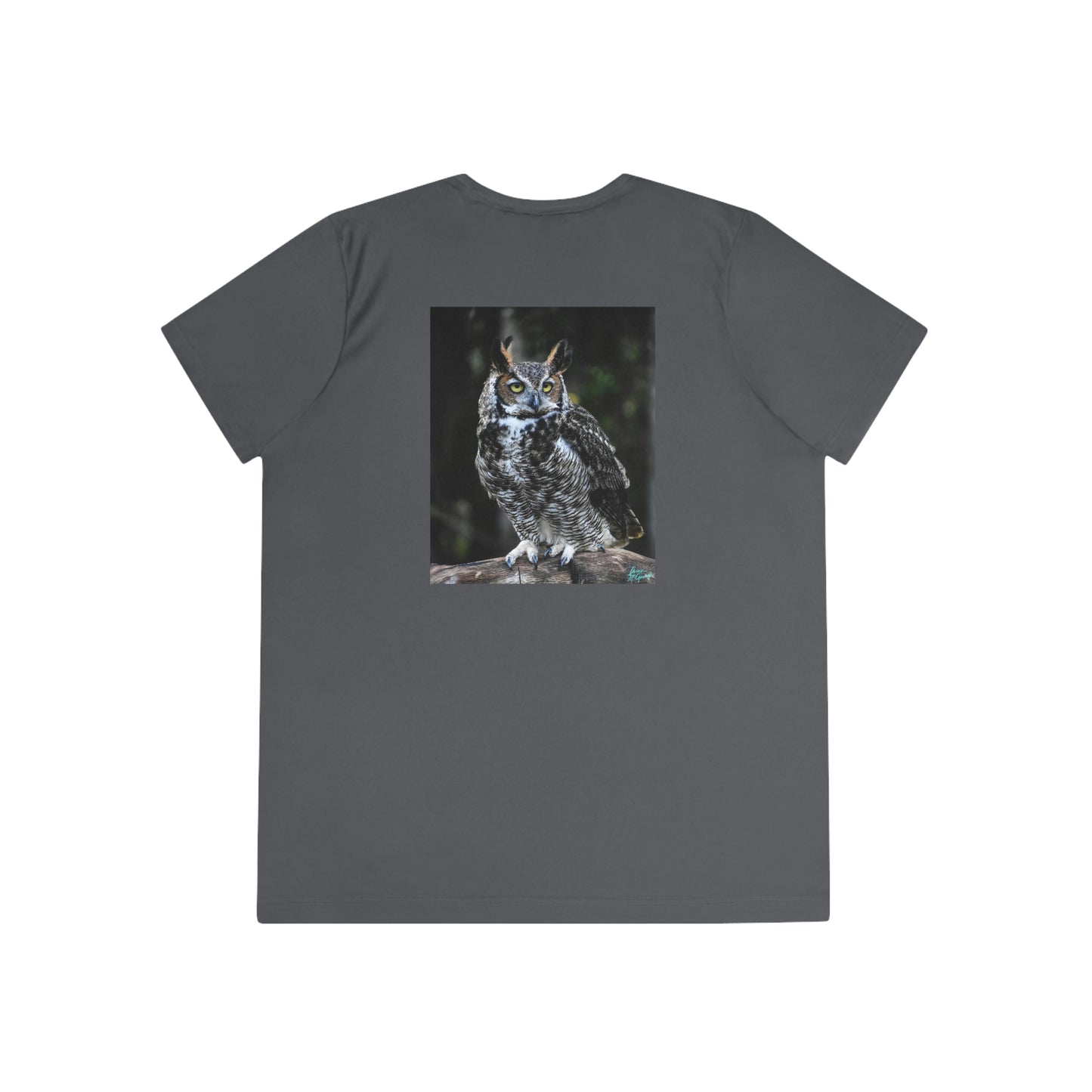 Womens Fitted Tee Shirts Great Horned Owl 112, Performance shirt