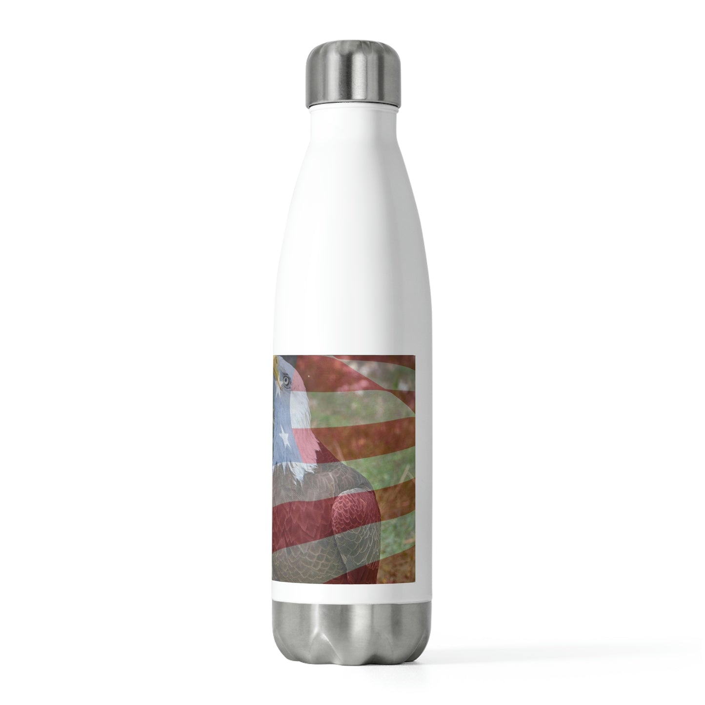 Eco friendly water bottle Patriotic Bald Eagle with American Flag 14, 20oz insulated water bottle