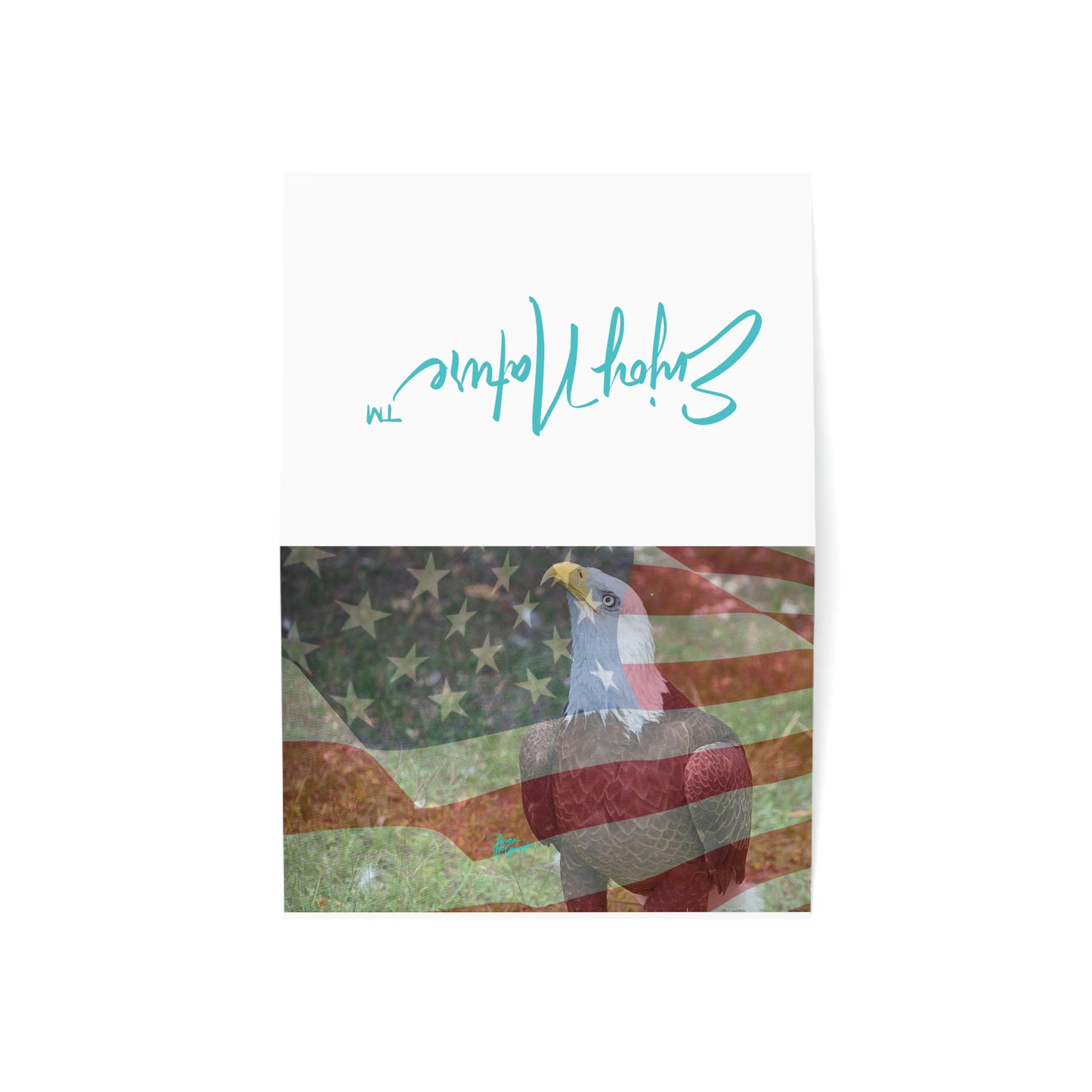 Photo note cards Patriotic Bald Eagle with American Flag, boxed note cards, 10 pc