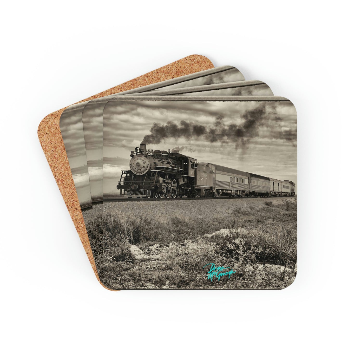 Sugar Express Train Cork Coaster Set