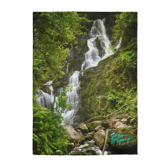 Plush Velveteen Blanket,  Ireland Torc Water Falls , nature inspired