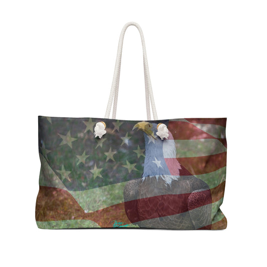 Weekender Bags Patriotic Bald Eagle with American Flag, traveler bag