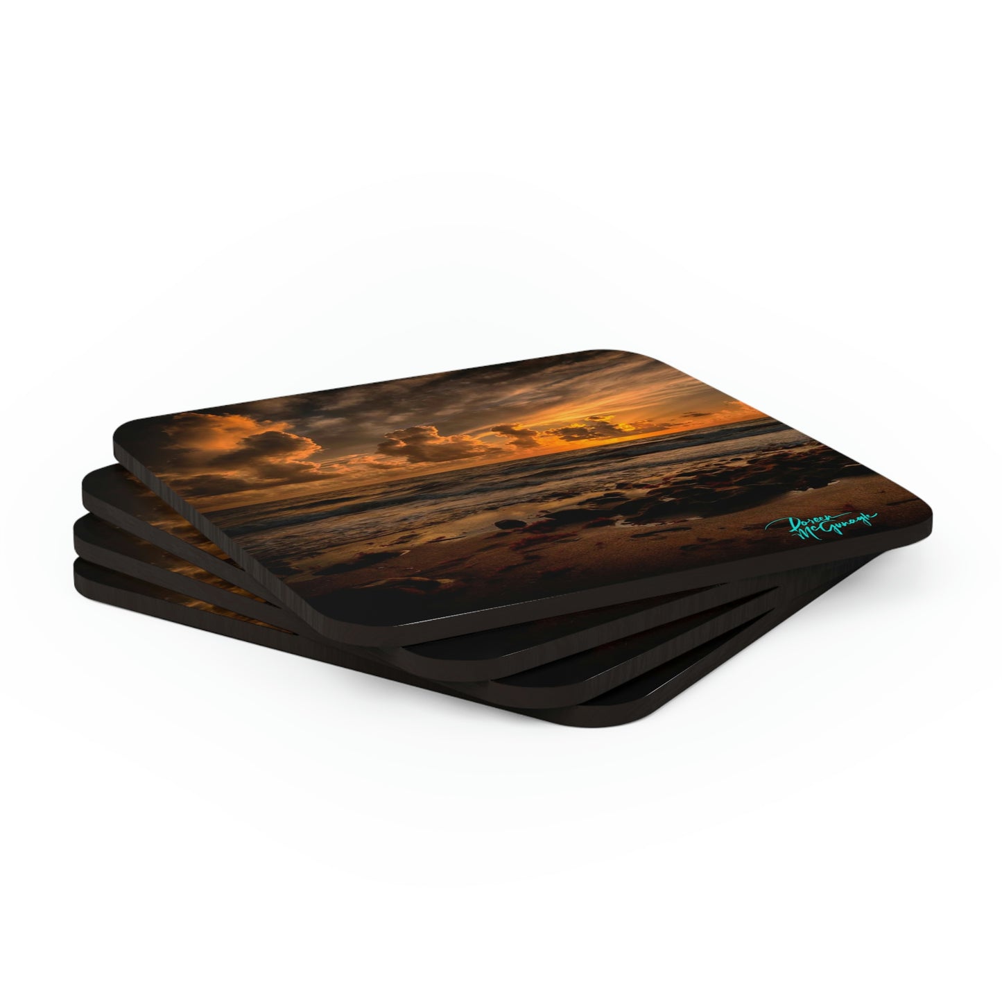 Sunrise on Coral Cove 15 Cork Coaster Set