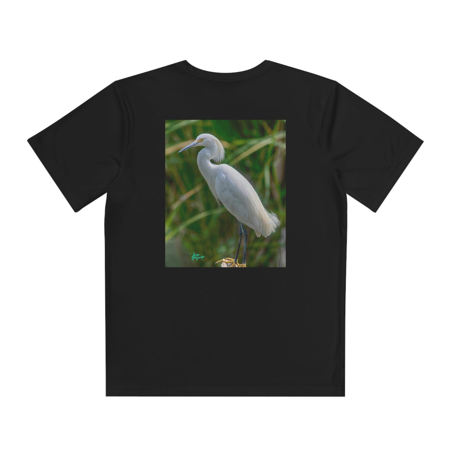 Youth T Shirts, Snowy Egret, performance shirt