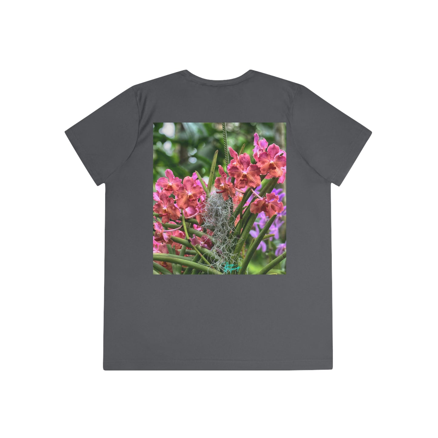 Womens Fitted Tee Shirts Pink Vanda Orchid, Performance shirt