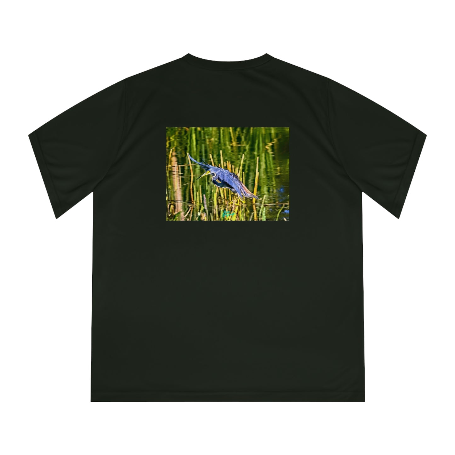 Women's V-Neck Tee Tri Color Heron in Flight, performance shirt