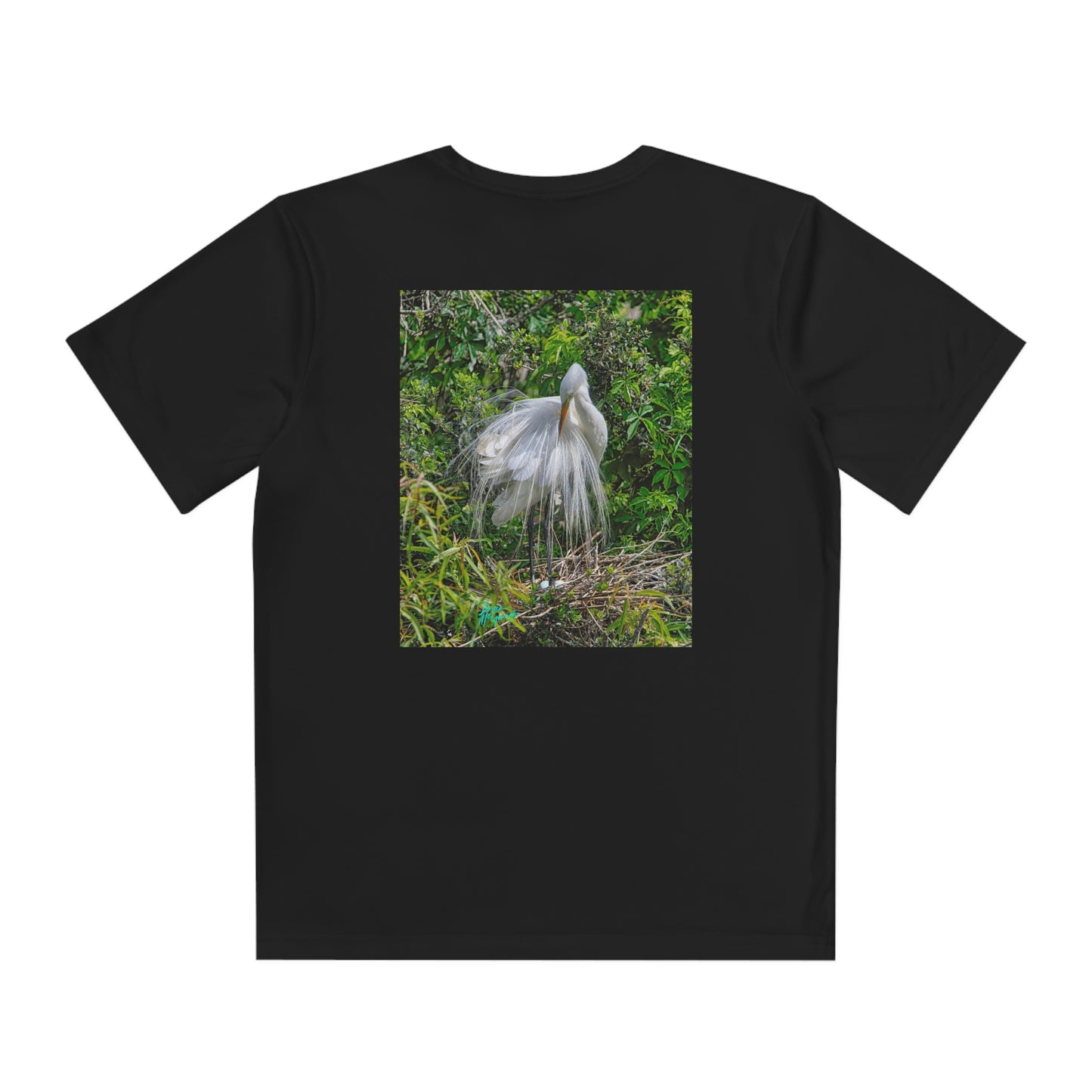 Youth T Shirts, Great White Heron with Nest, performance shirt