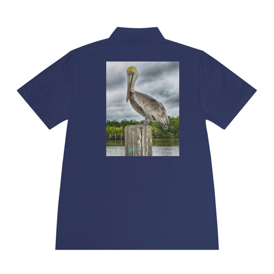 Mens polo shirts Pelican Bird, performance shirt, plus sizes