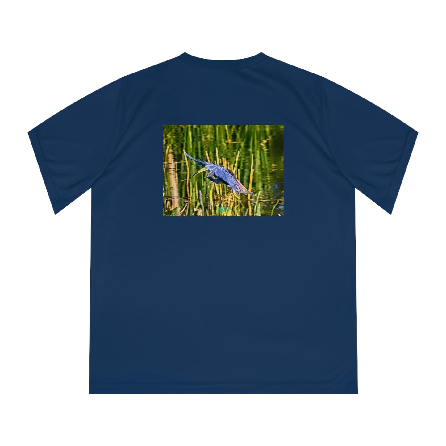 Women's V-Neck Tee Tri Color Heron in Flight, performance shirt