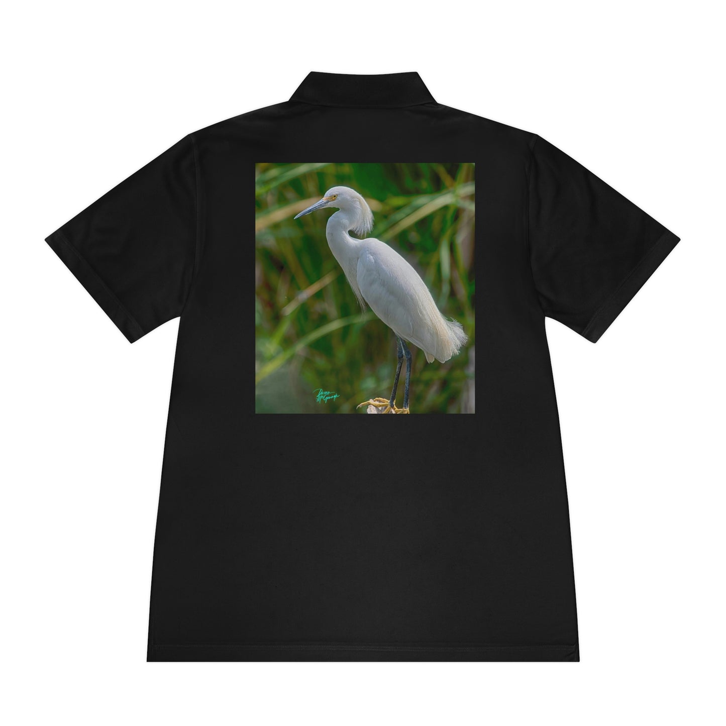 Mens polo shirts Snowy White Egret, performance shirt, plus sizes