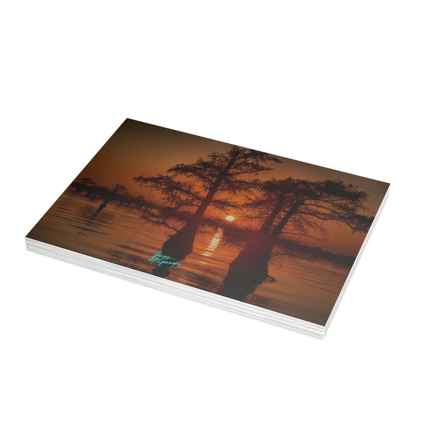 Photo note cards Sunset on Caddo Lake 63, boxed note cards, 10 pc