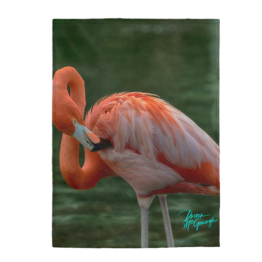 Plush Velveteen Blanket, Flamingo Bird 17, nature inspired