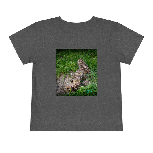 Toddler T shirts Burrowing Owl Family, t shirts for kids, inspired by nature