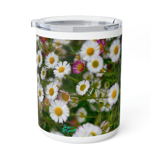 Eco friendly, Wild Daisies,10 oz Insulated travel Mug