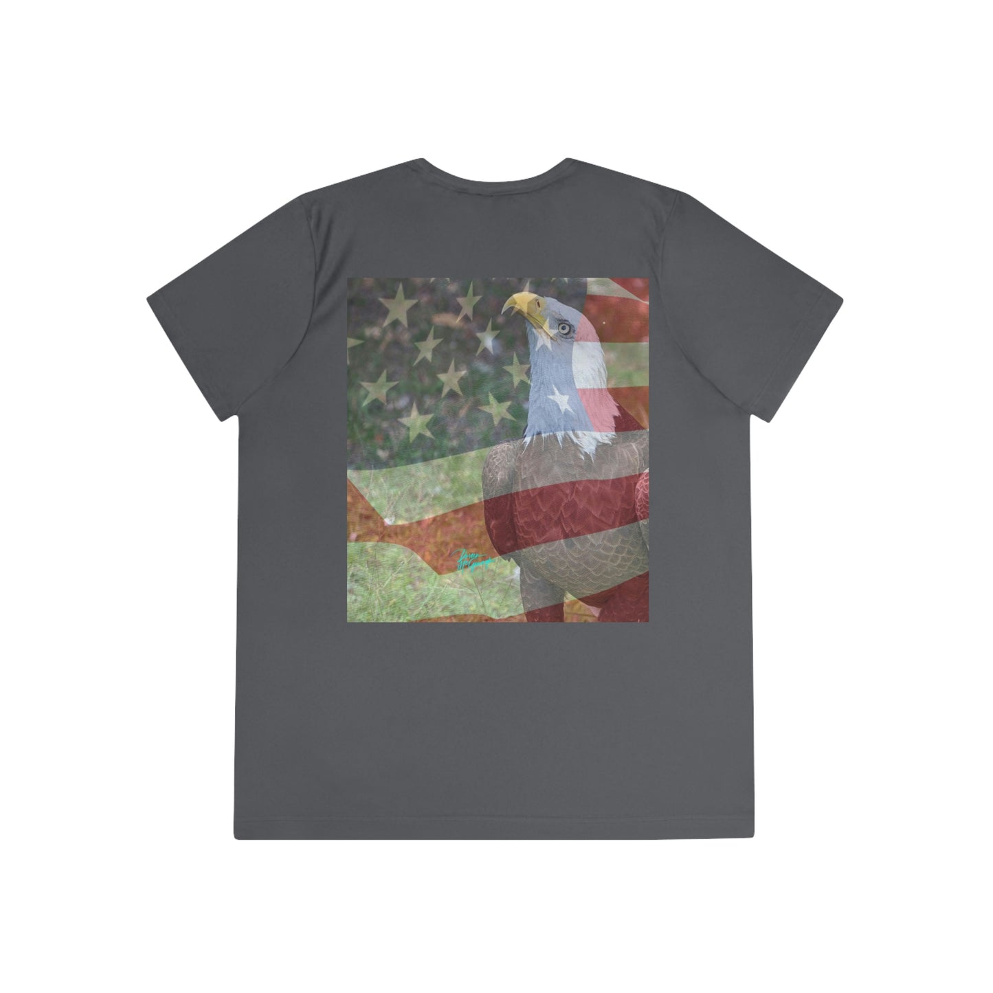 Womens Fitted Tee Shirts Patriotic Bald Eagle with American Flag, Performance shirt