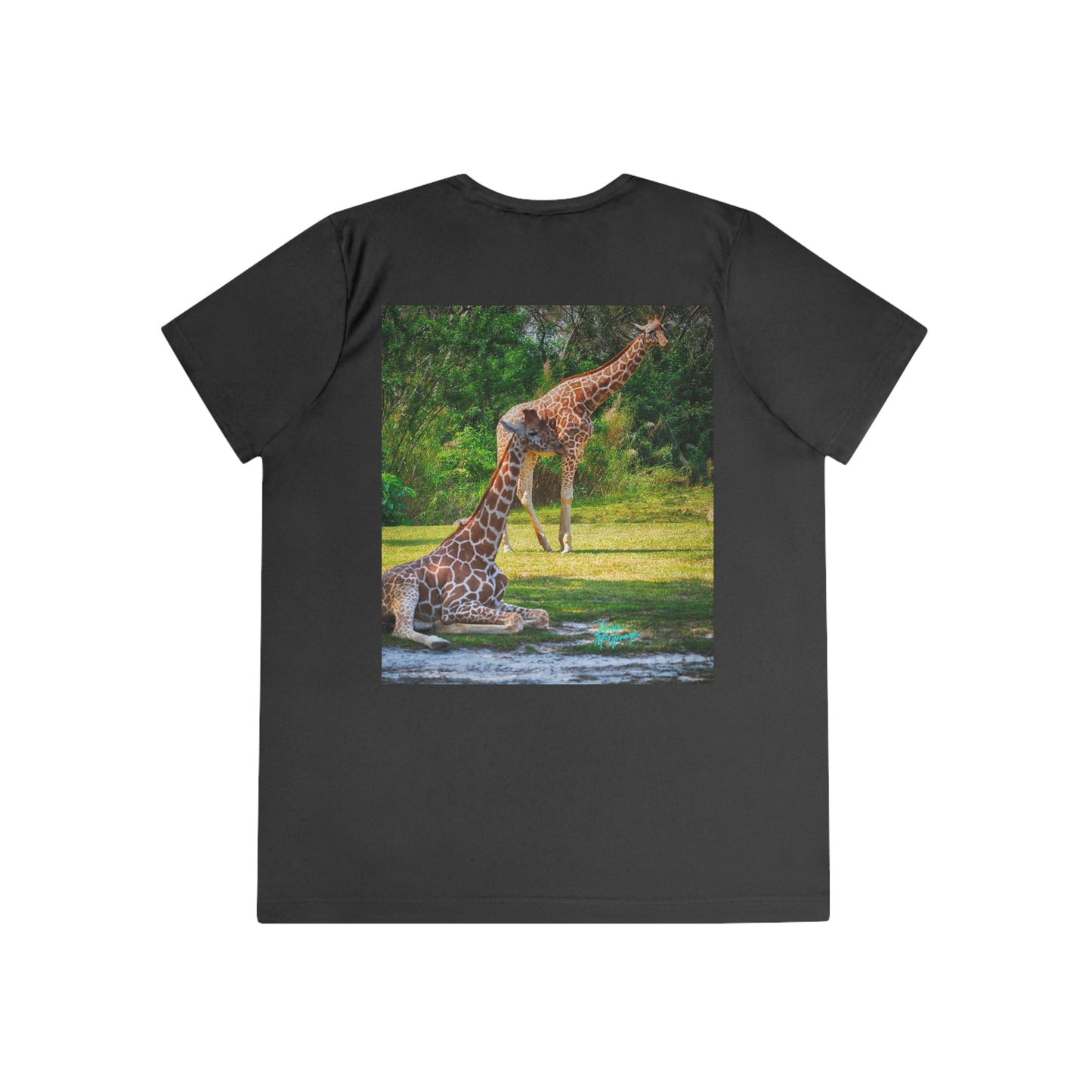 Womens Fitted Tee Shirts Pair of Giraffes 08, Performance shirt