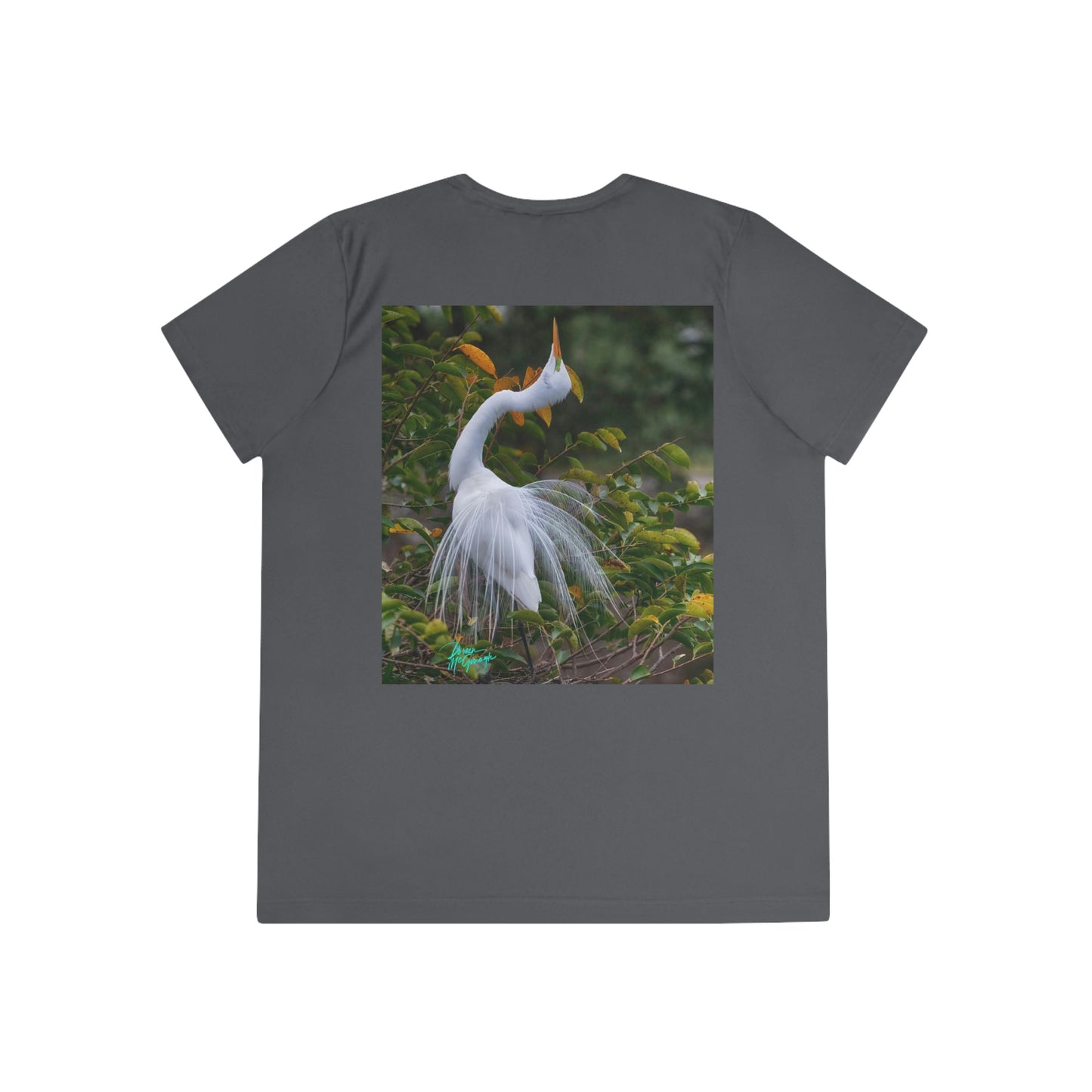 Womens Fitted Tee Shirts Great White Heron Breeding Plumage, Performance shirt