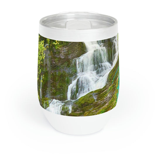 Eco friendly, Nature Waterfall ,12 oz insulated wine tumbler with lid