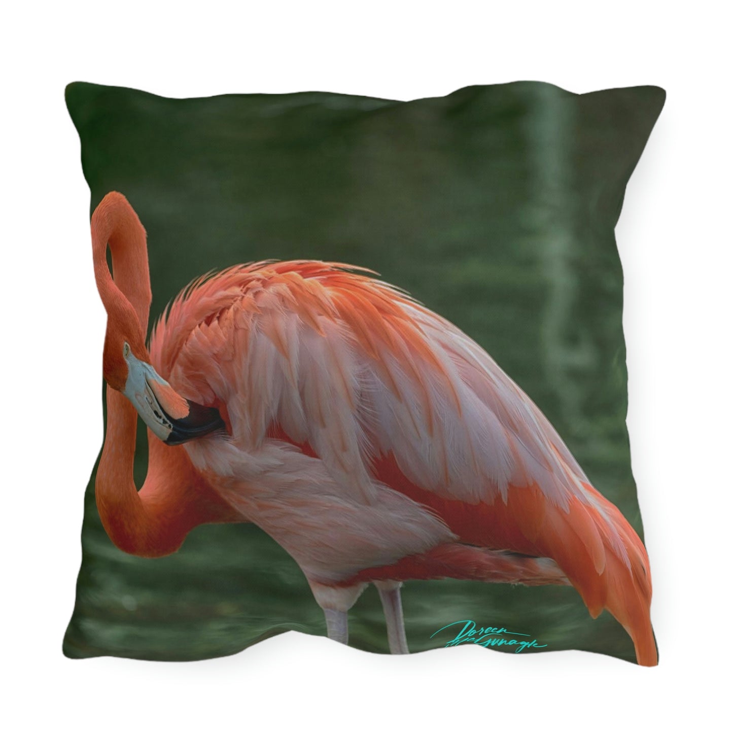 Artistic Outdoor Accent Pillow Flamingo Bird