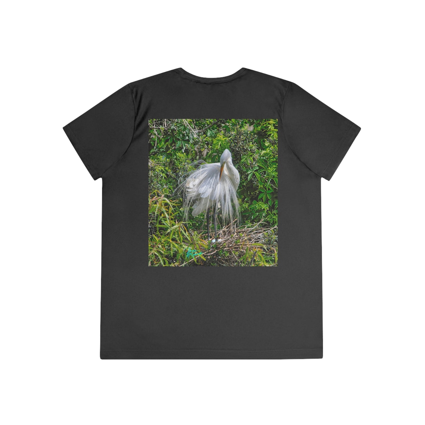 Womens Fitted Tee Shirts Great White Heron with Nest, Performance shirt