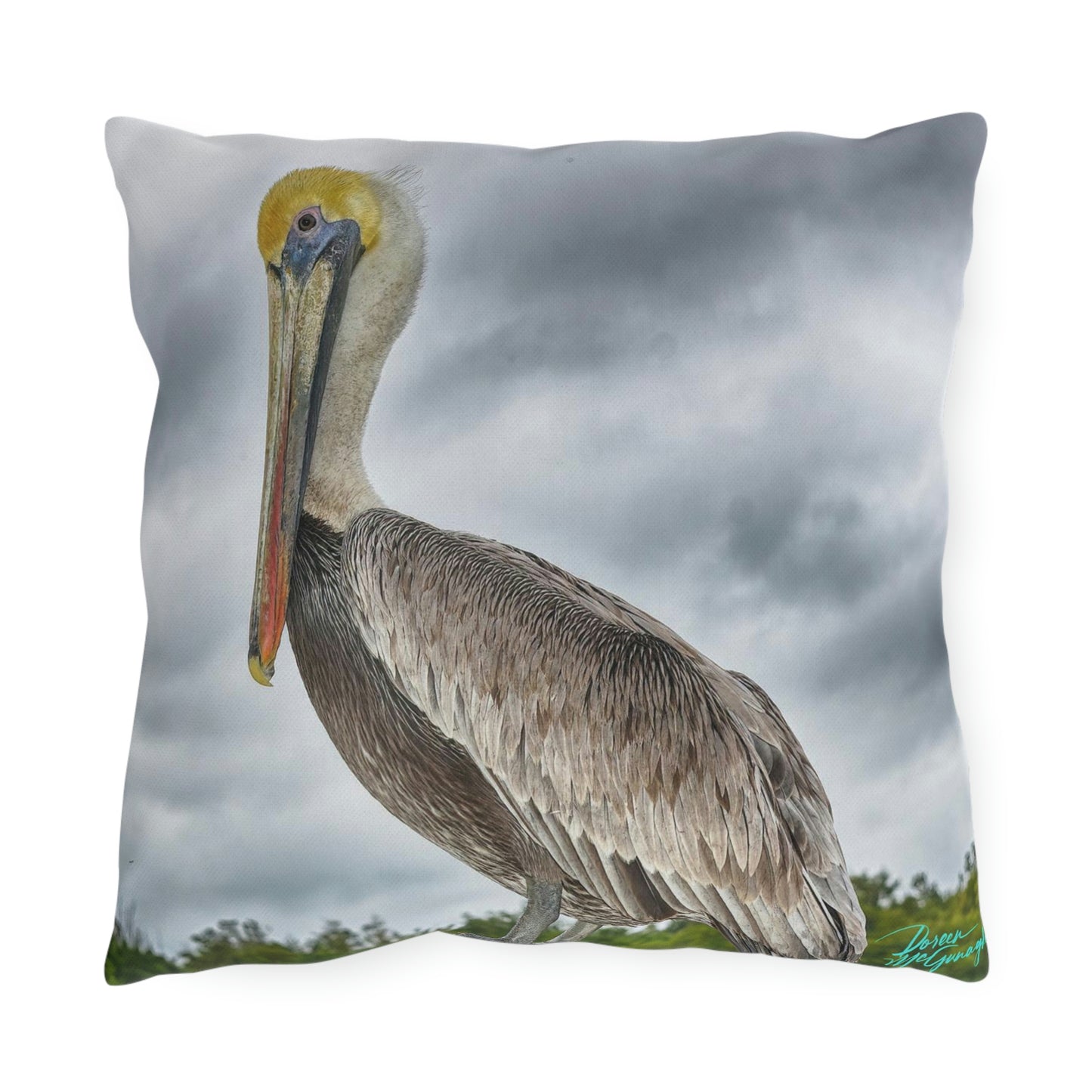 Pelican Bird Artistic Outdoor Accent Pillow