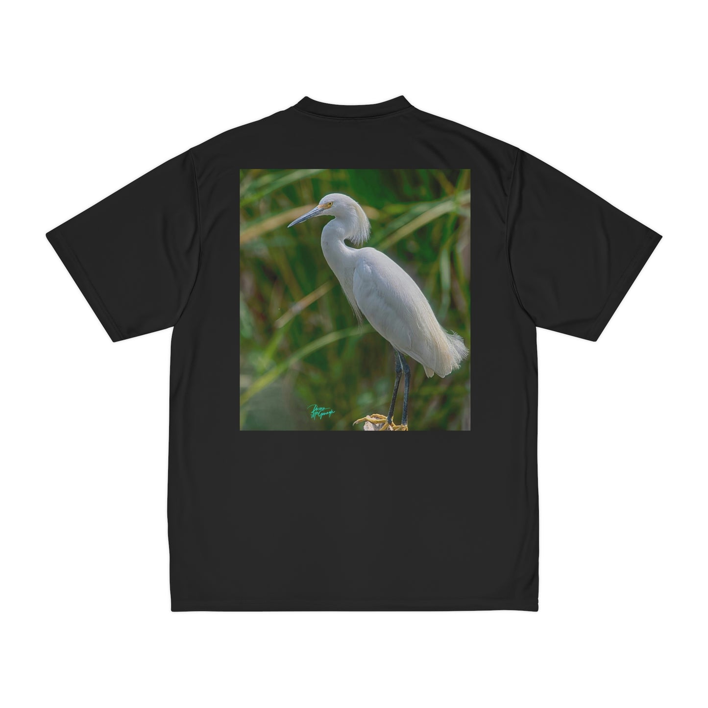 Mens t shirts Snowy White Egret, performance shirt