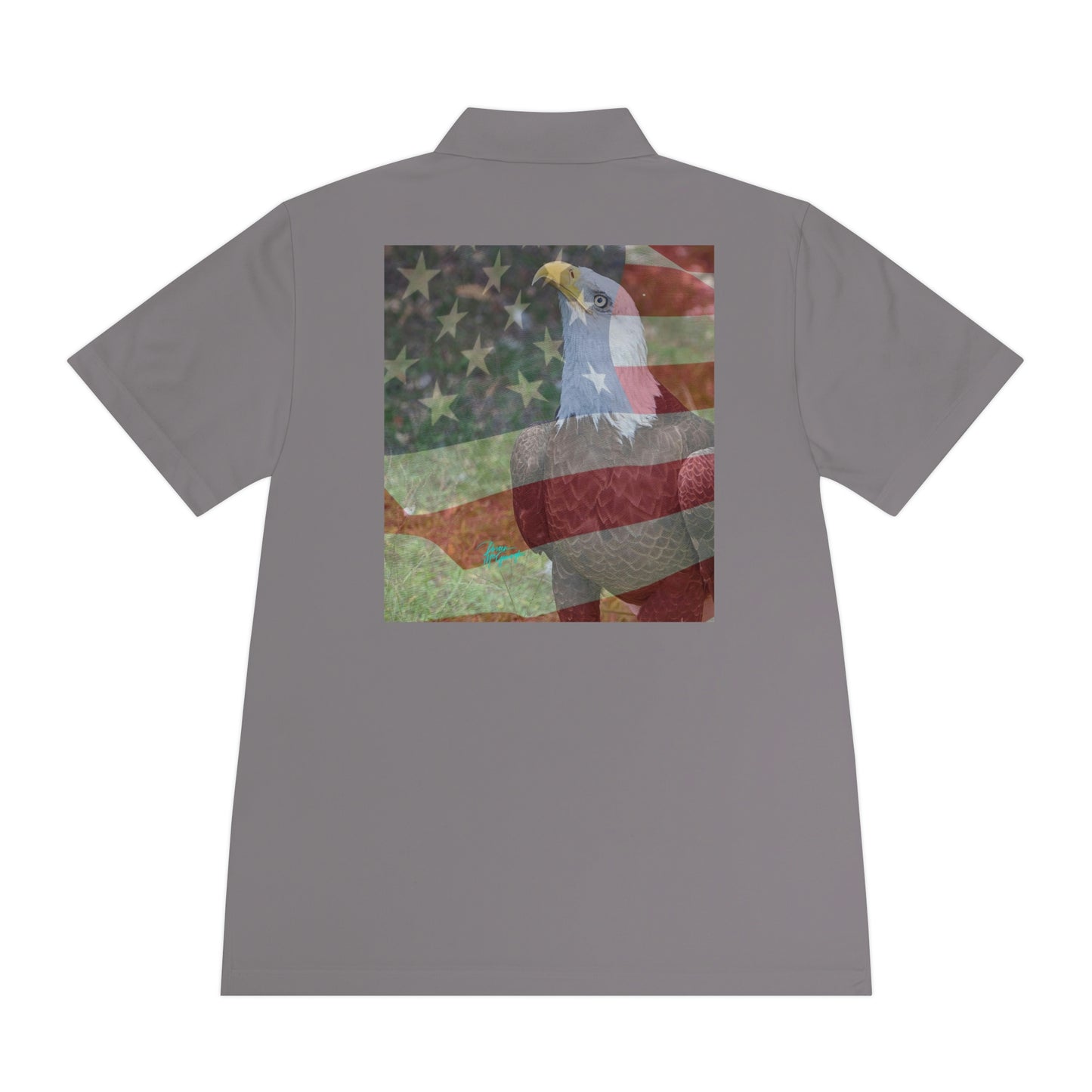 Mens polo shirts Patriotic Bald Eagle and American Flag 13, performance shirt, plus sizes