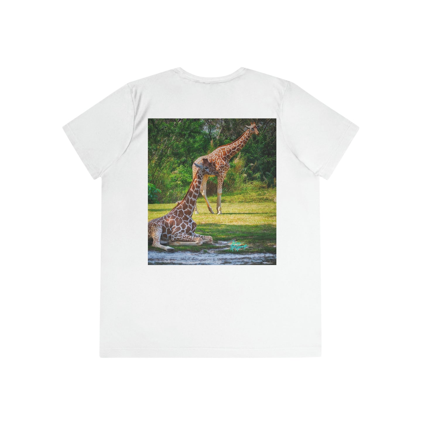 Womens Fitted Tee Shirts Pair of Giraffes 08, Performance shirt