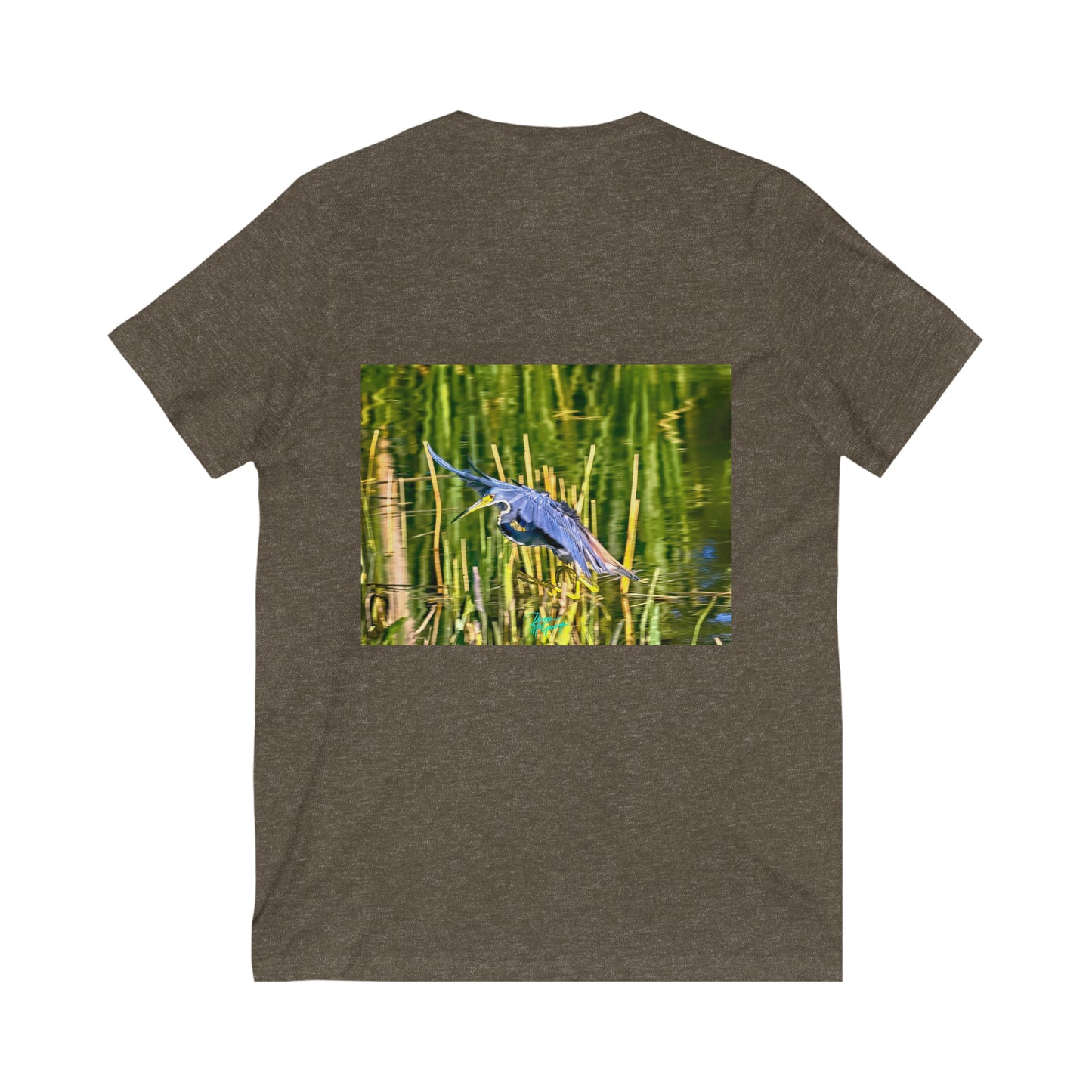 Unisex T shirt Tri Color Heron in Flight, inspired by nature