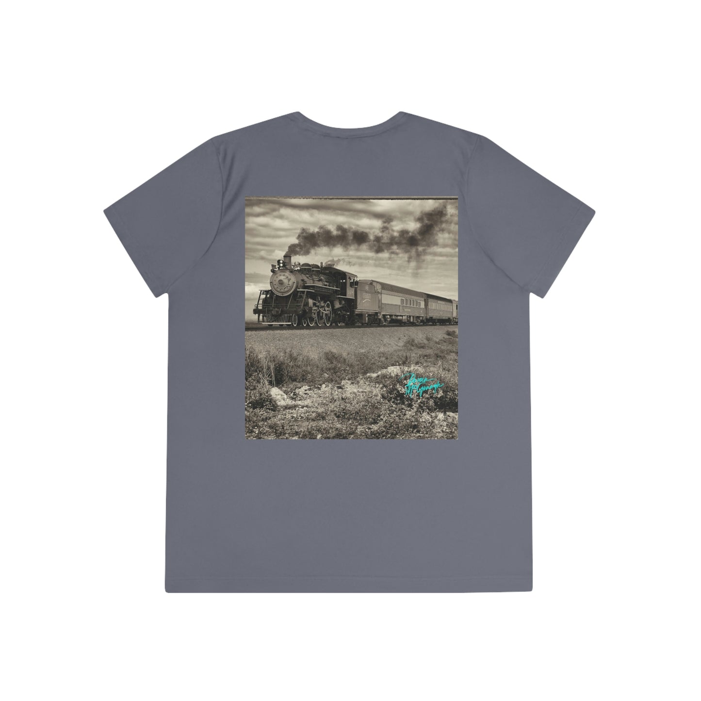 Womens Fitted Tee Shirts Steam Engine 148 Train, Performance shirt