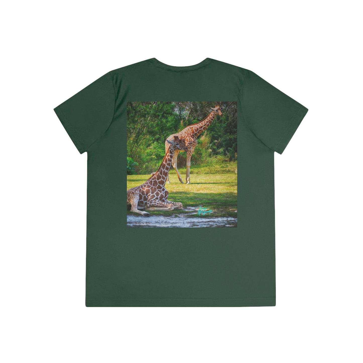 Womens Fitted Tee Shirts Pair of Giraffes 08, Performance shirt