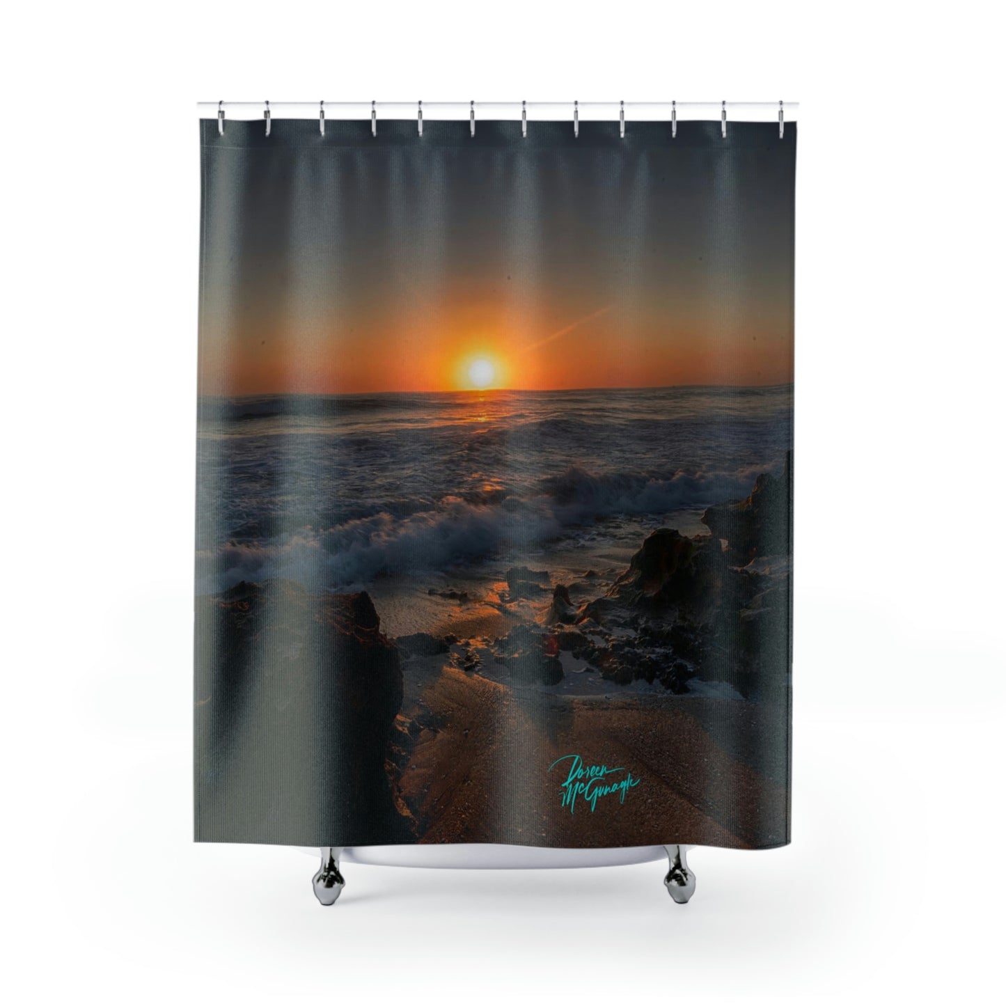 Earthy Shower Curtain,  Sunrise on Stuart Beach, Nature inspired Decor