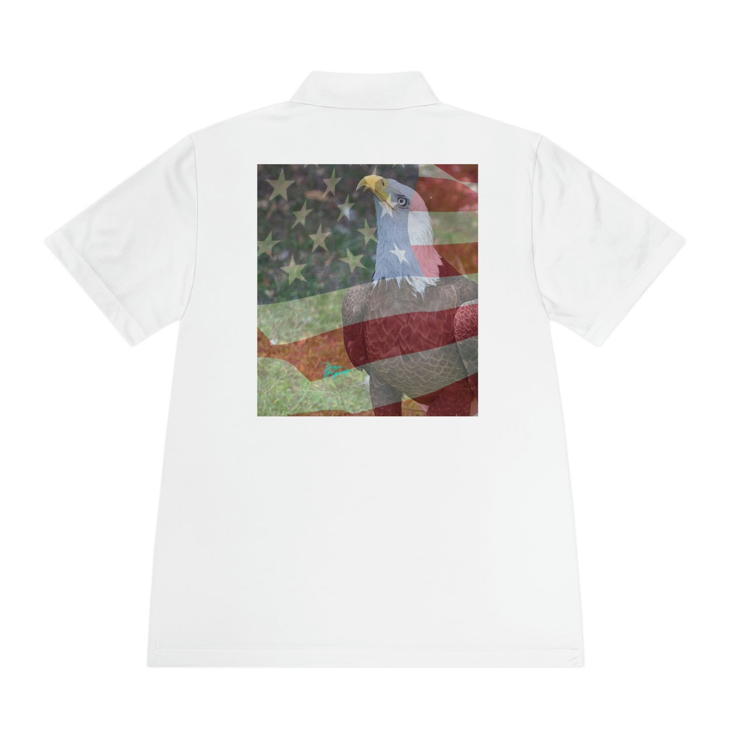 Mens polo shirts Patriotic Bald Eagle and American Flag 13, performance shirt, plus sizes