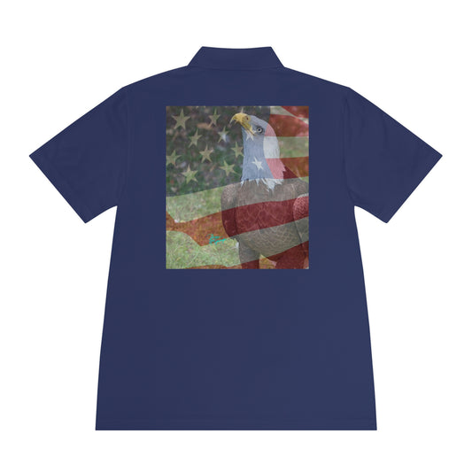 Mens polo shirts Patriotic Bald Eagle and American Flag 13, performance shirt, plus sizes