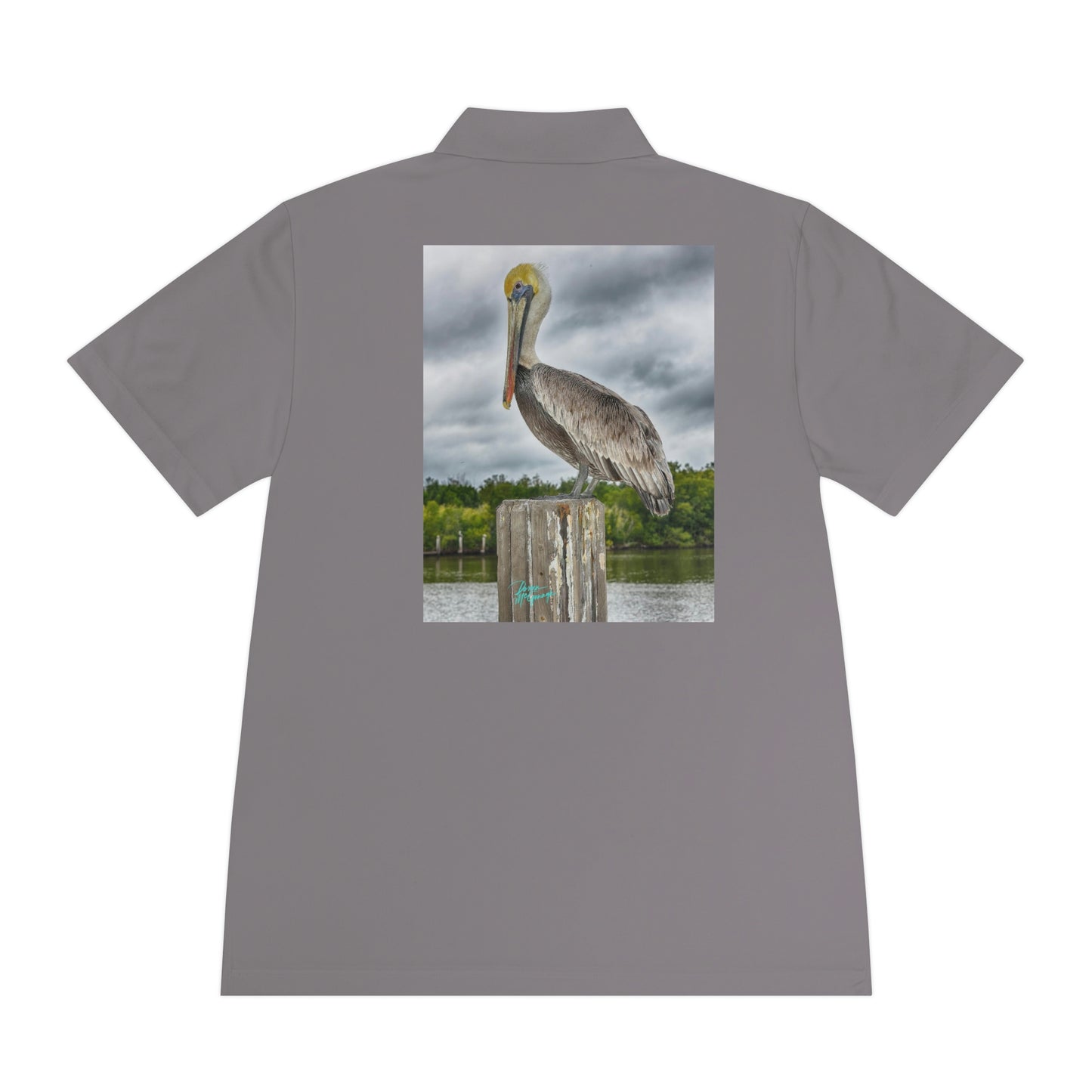 Mens polo shirts Pelican Bird, performance shirt, plus sizes