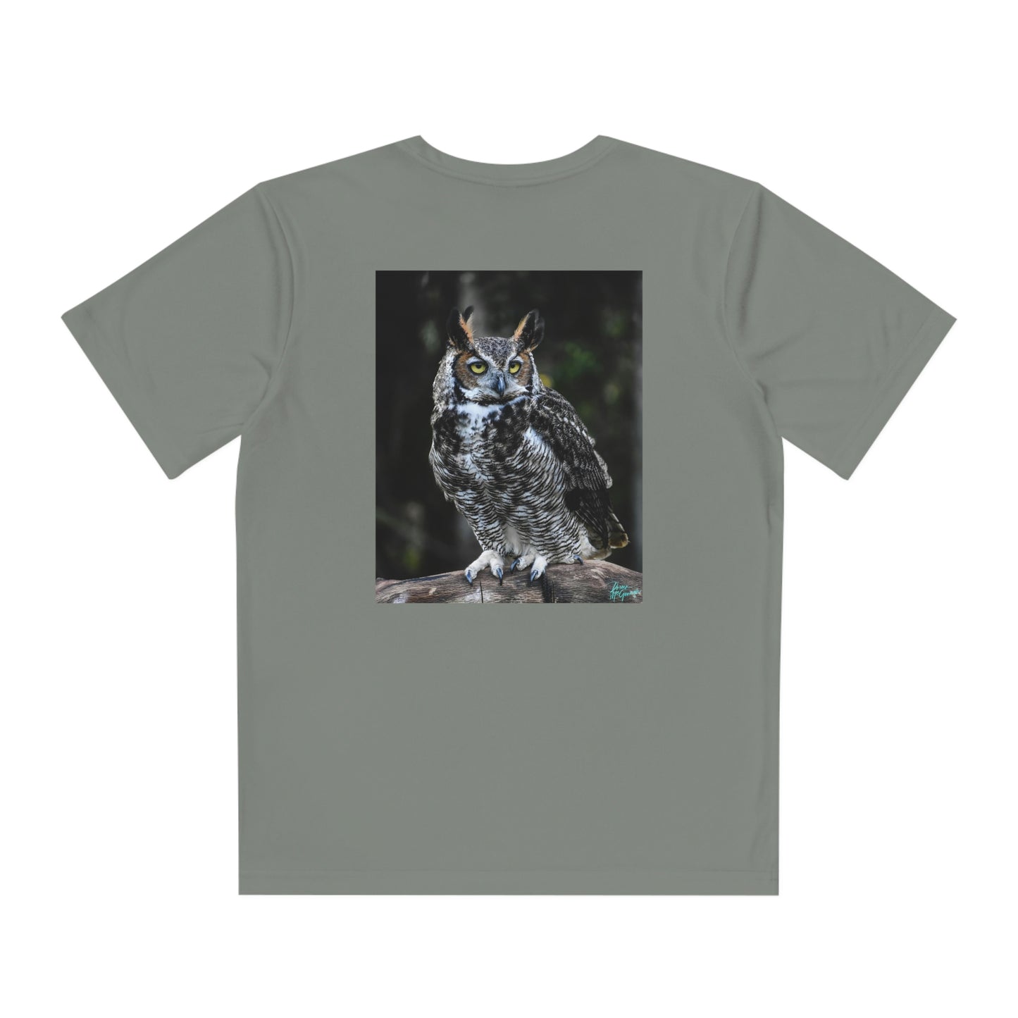 Youth T Shirts, Great Horned Owl 112, performance shirt