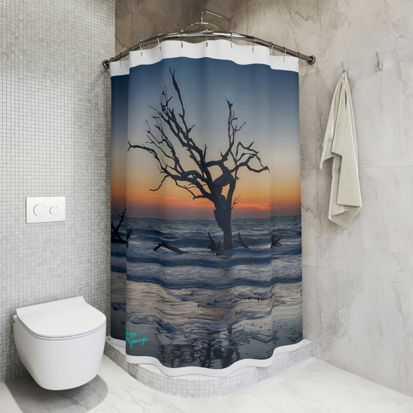 Earthy Shower Curtain, Sunrise on Jekyll Island 04, Inspired by Nature